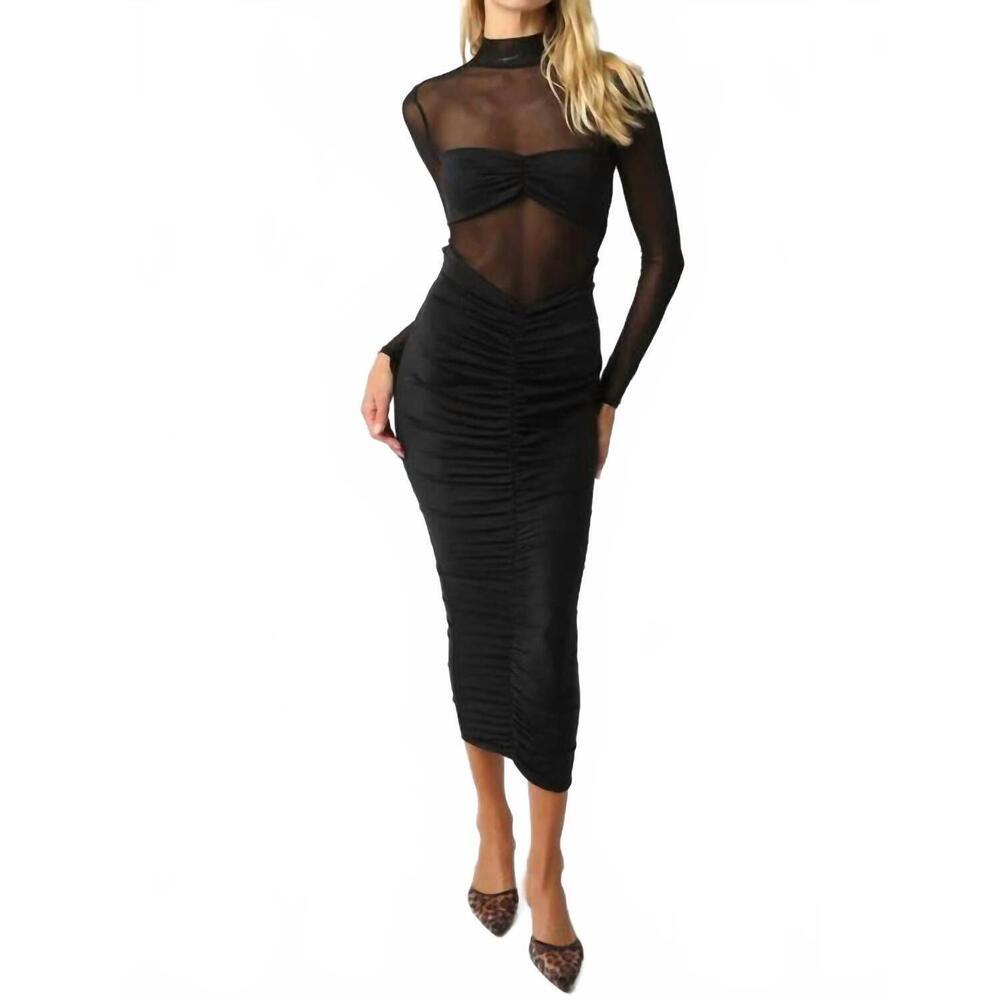 NEW BRAVADO harpa midi dress in black